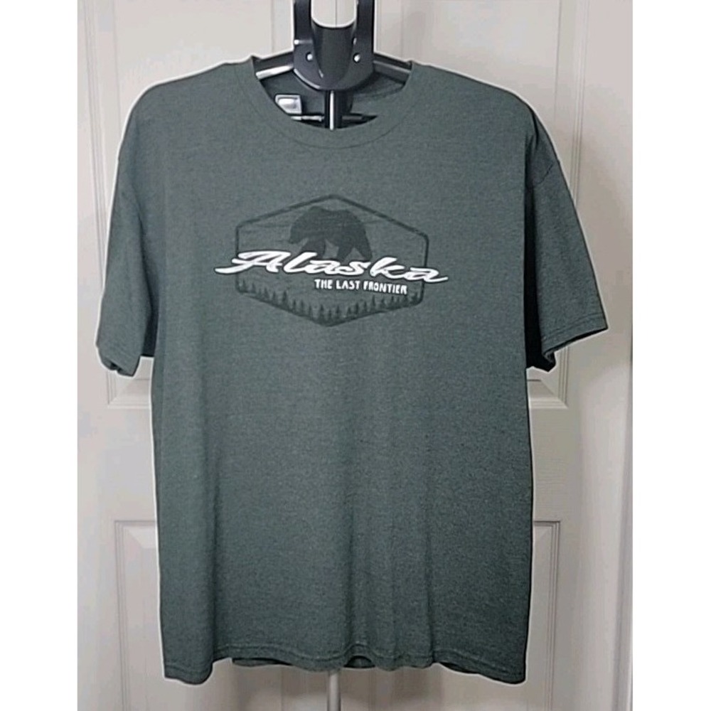 Alaska The Last Frontier, Greenish Gray T-shirt, Mens XL